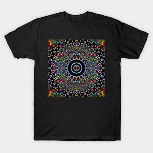 Kaleidoscope Trippy Skulls Black T-Shirt